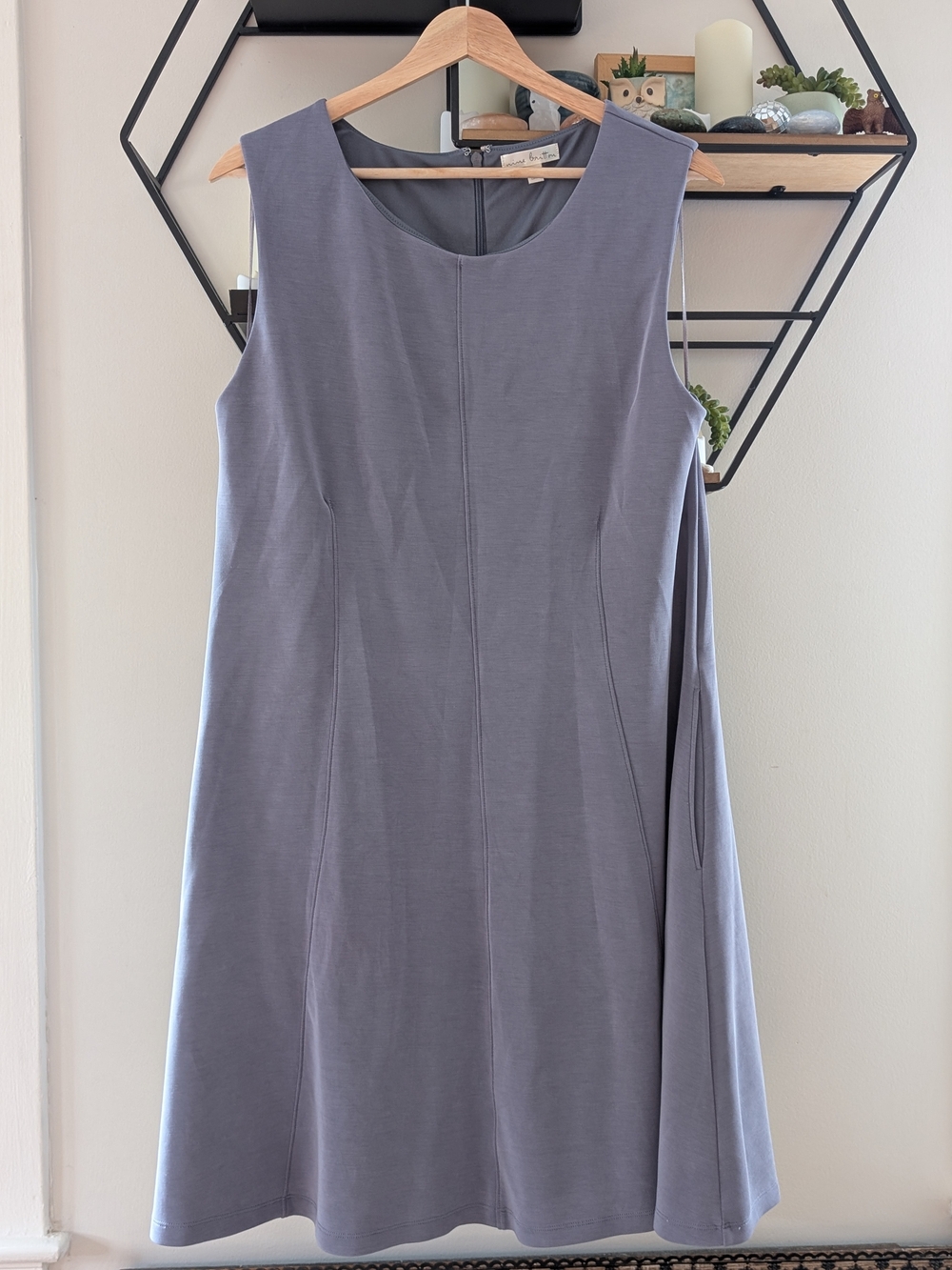 Sleeveless Grey/Blue Pleated Dress